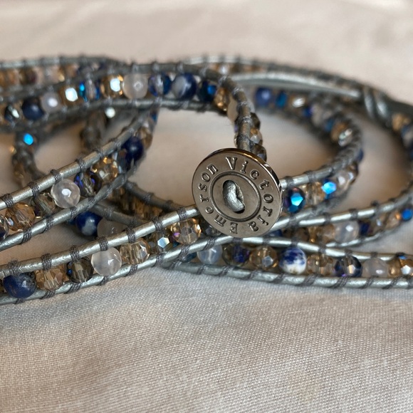 Victoria Emerson Blue and Silver Beaded Wrap Bracelet - Picture 2 of 4